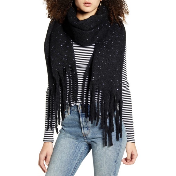bp Accessories - NWT Nordstrom BP Fringe Trim Muffler Scarf Black